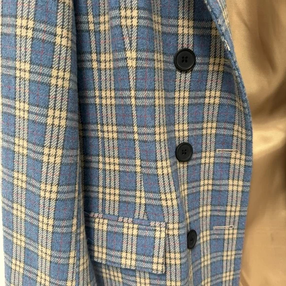 Avec Les Filles Blue and Cream Plaid Blazer women’s size Medium - Picture 2 of 9